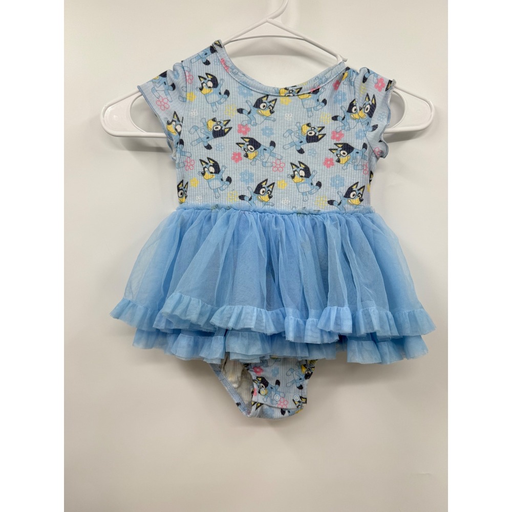 Bluey 24M Tutu Bodysuit Toddler Light Blue Ribbed Character Print Dress Outfit